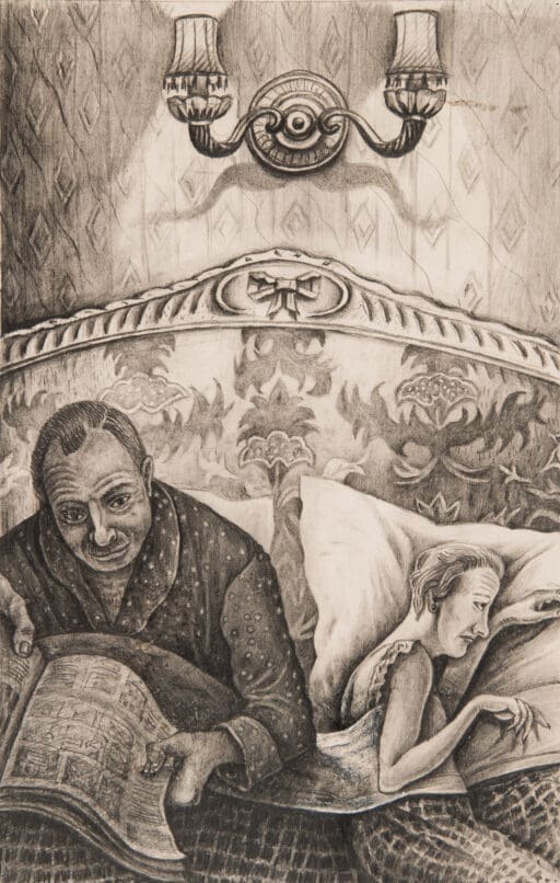 Parents in Bed, Anne Howeson artist, pencil on paper, 1979