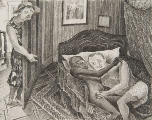 Boy in Bed, Anne Howeson artist, pencil on paper