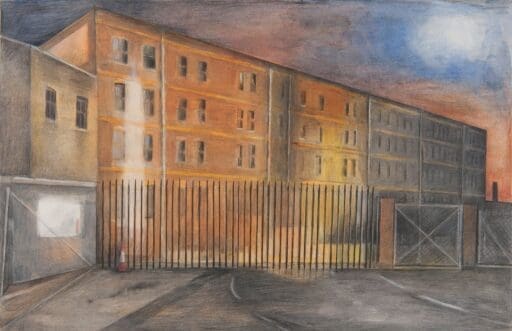 Culross Buildings (disappeared), Anne Howeson artist, gouache, 2014