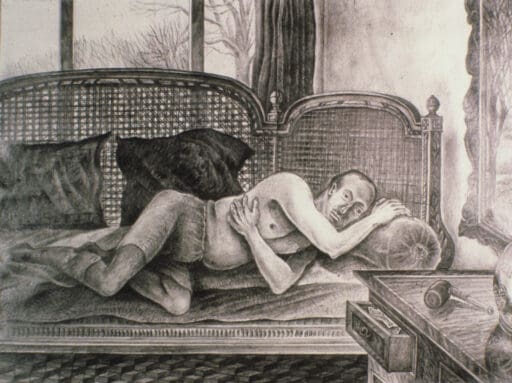 Daddy on the Daybed, Anne Howeson artist, pencil on paper, 1979