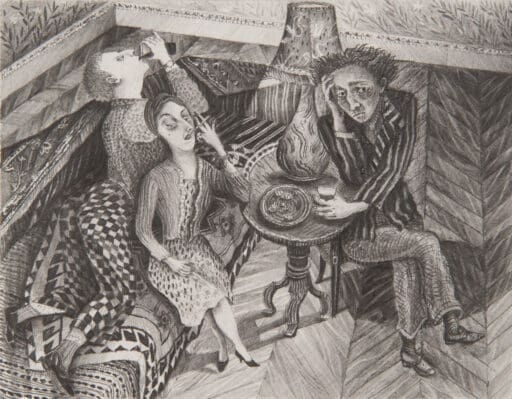 Man at Table, Anne Howeson artist, pencil on paper