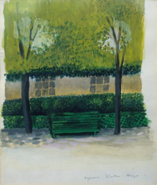 Paris Bench, Anne Howeson artist, gouache