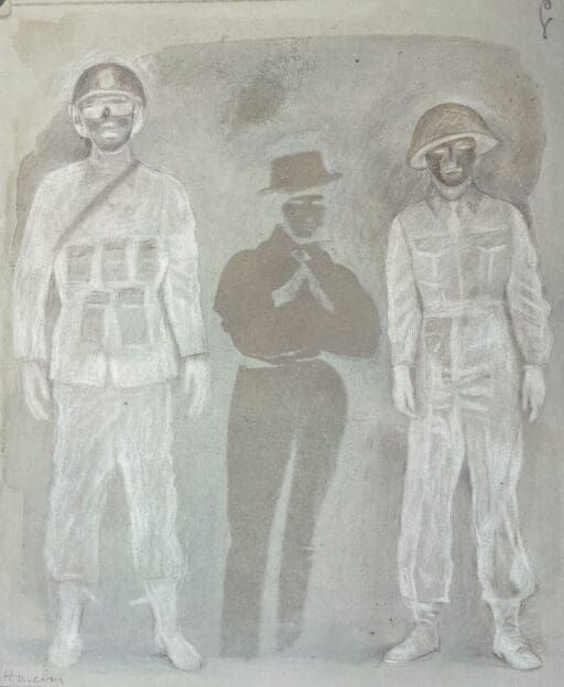 Possibly a Soldier, Anne Howeson artist, conté crayon photograph, 2022