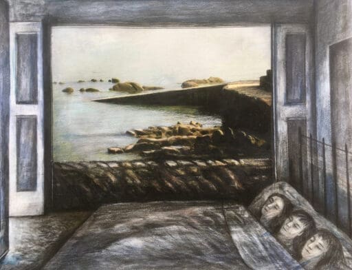 Seapoint, Anne Howeson artist, gouache conté crayon and phototograph, 2022