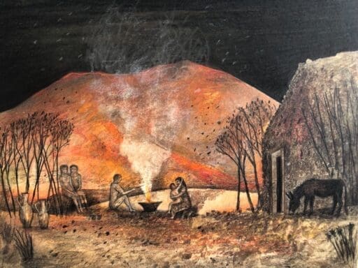Volcano, Anne Howeson artist, conté gouache photograph, 2023