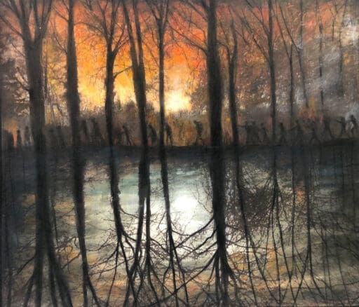 In the Forest, Anne Howeson artist, gouache conté crayon, 2024